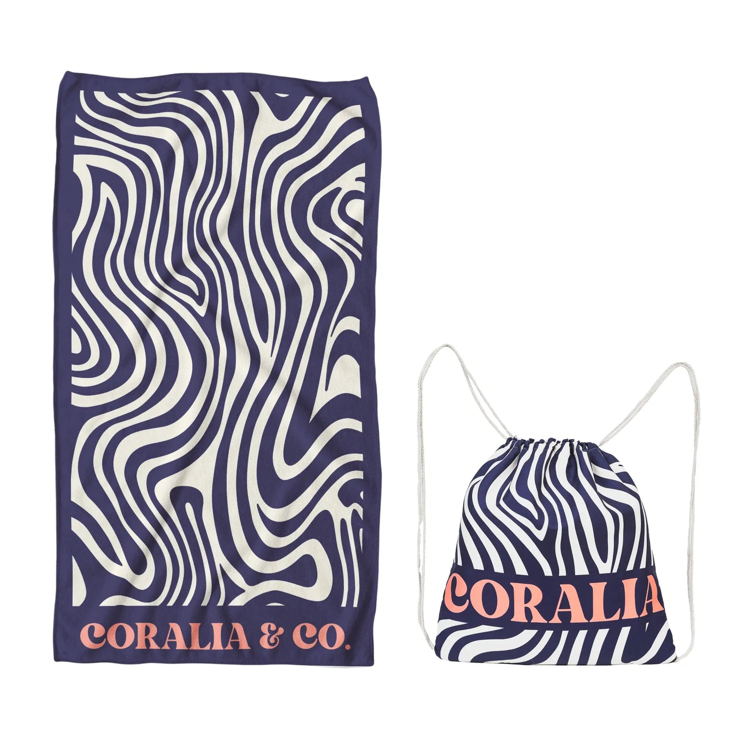 2-in-1 Beach Towel Backpack - Coral Waves