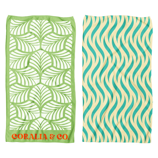 Large Quick Dry Microfiber Beach Towel - Mint Palm