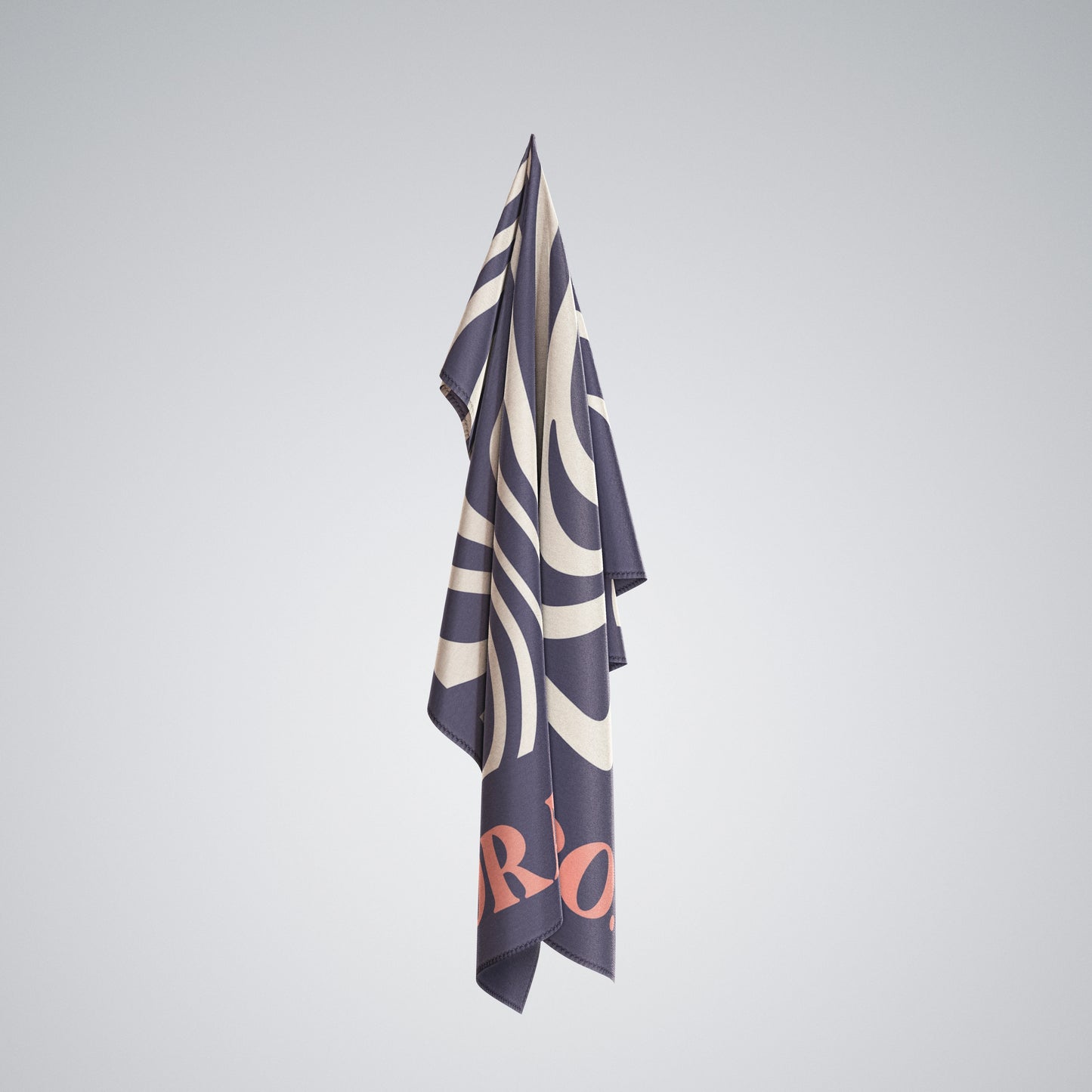 Coralia & Co. Large Quick Dry Microfiber Beach Towel - Ocean Breeze in navy blue, beige, coral color scheme