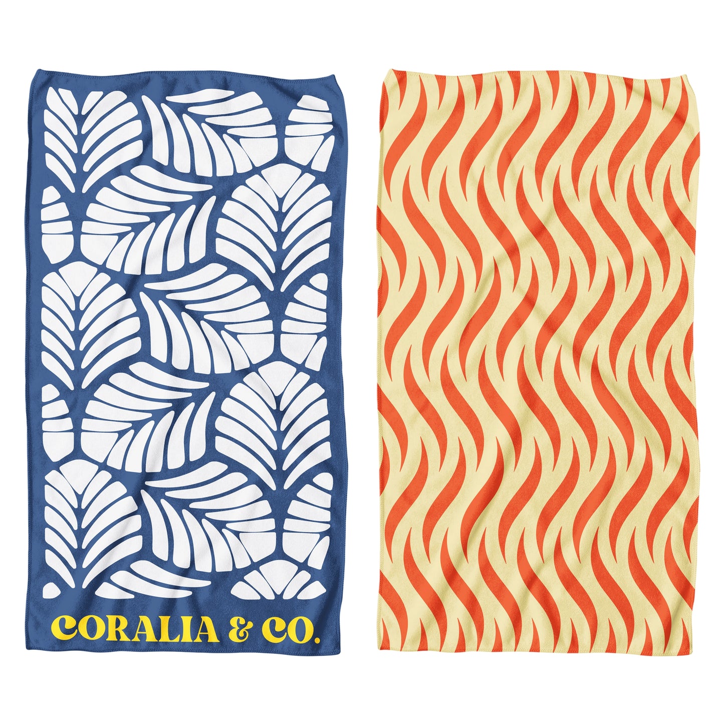Coralia & Co. Large Quick Dry Microfiber Beach Towel - Ocean Breeze dual-sided view with tropical colors