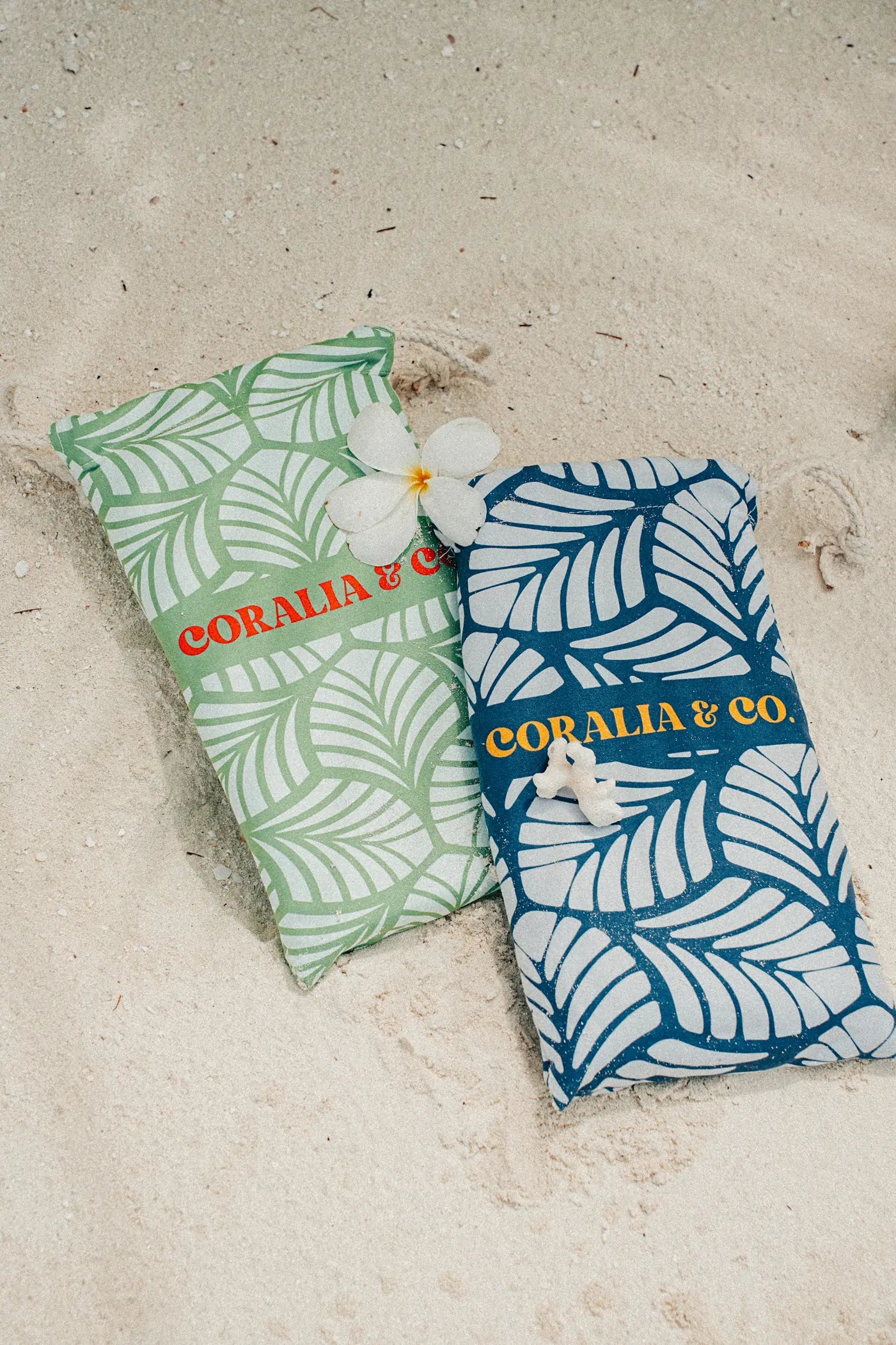 Coralia & Co. Large Quick Dry Microfiber Beach Towel - Twilight ocean breeze variant shown in close-up detail