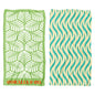 Coralia & Co. Large Quick Dry Microfiber Beach Towel - Coral Waves in vibrant green and teal palette